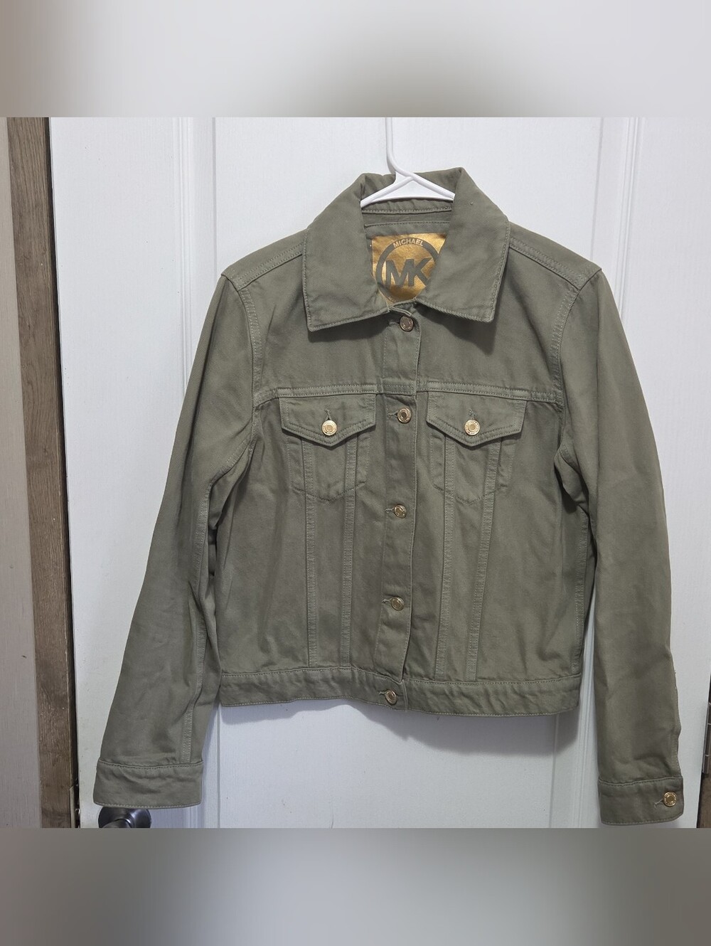 Michael Kors Olive Utility Button-Front Jacket